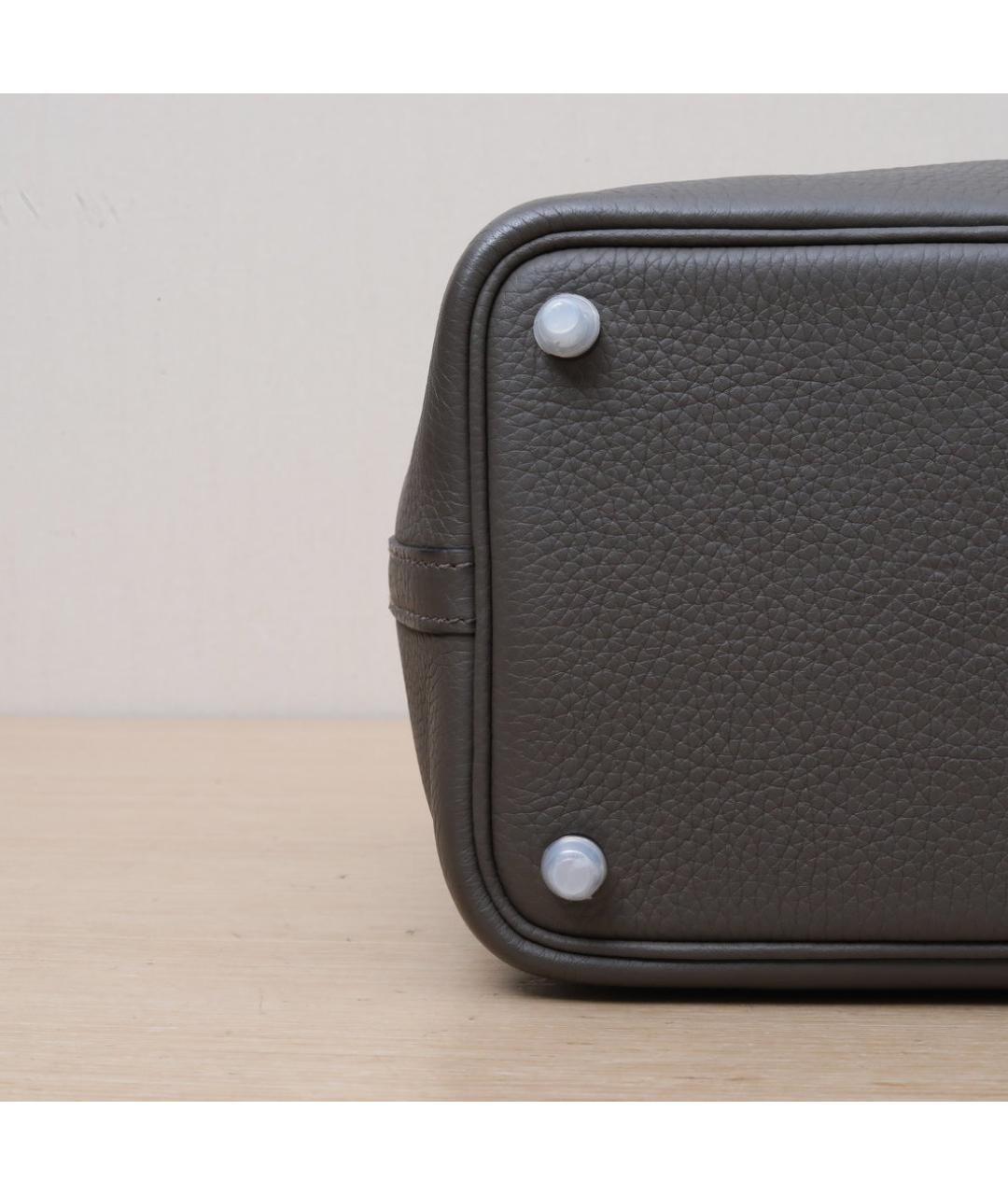 HERMES Серая кожаная сумка через плечо, фото 9