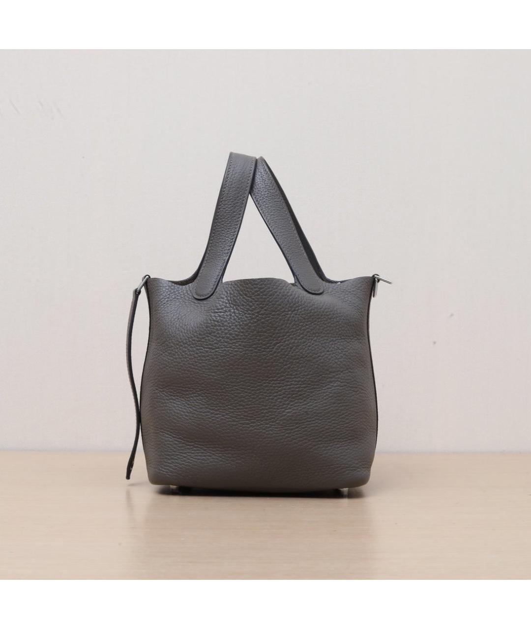 HERMES Серая кожаная сумка через плечо, фото 5