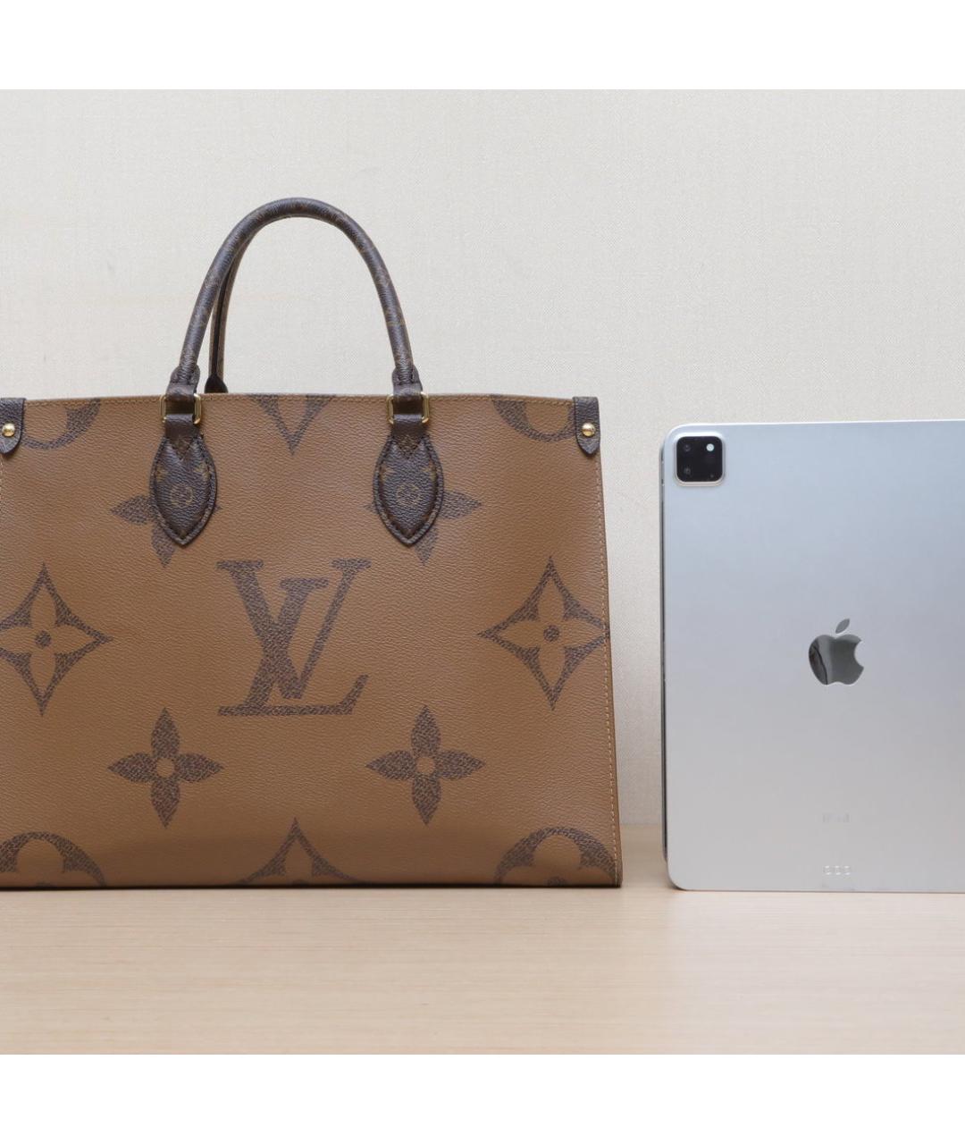 LOUIS VUITTON Коричневая кожаная сумка с короткими ручками, фото 7