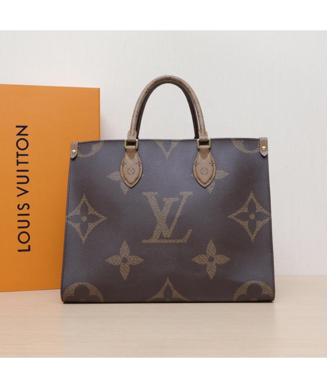 LOUIS VUITTON Коричневая кожаная сумка с короткими ручками, фото 2