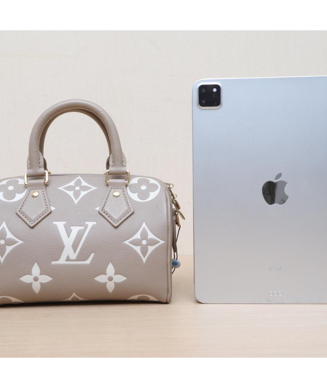 LOUIS VUITTON Бежевая кожаная сумка через плечо, фото 7