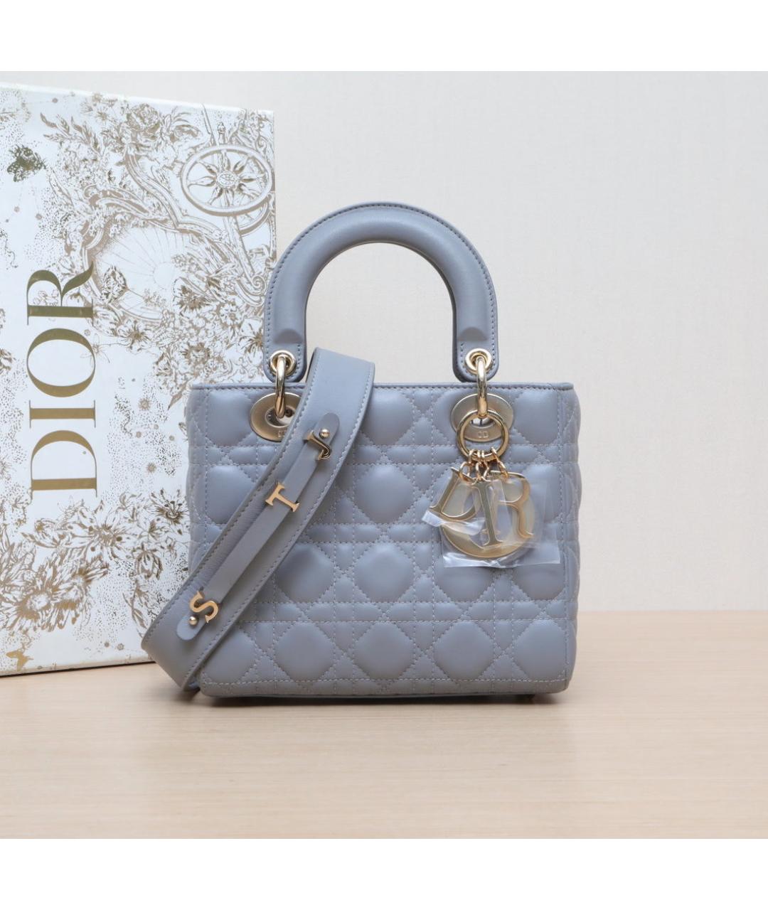 CHRISTIAN DIOR Голубая кожаная сумка через плечо, фото 2