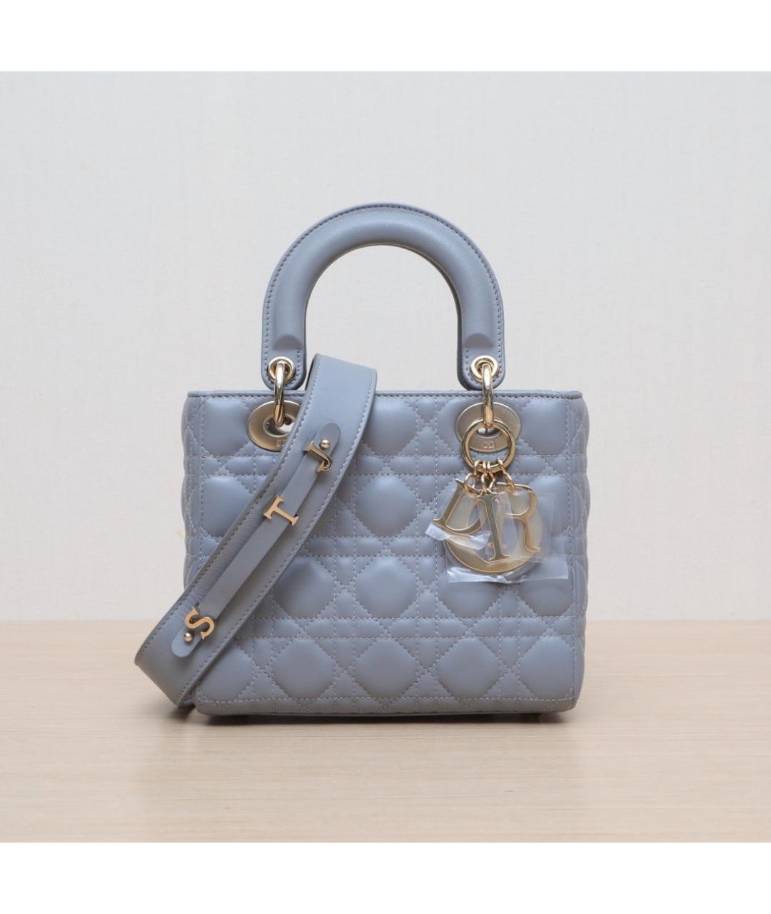 CHRISTIAN DIOR Голубая кожаная сумка через плечо, фото 3