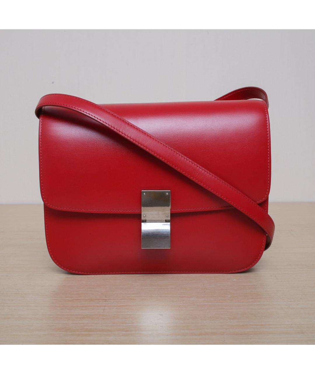 CELINE Красная кожаная сумка через плечо, фото 3