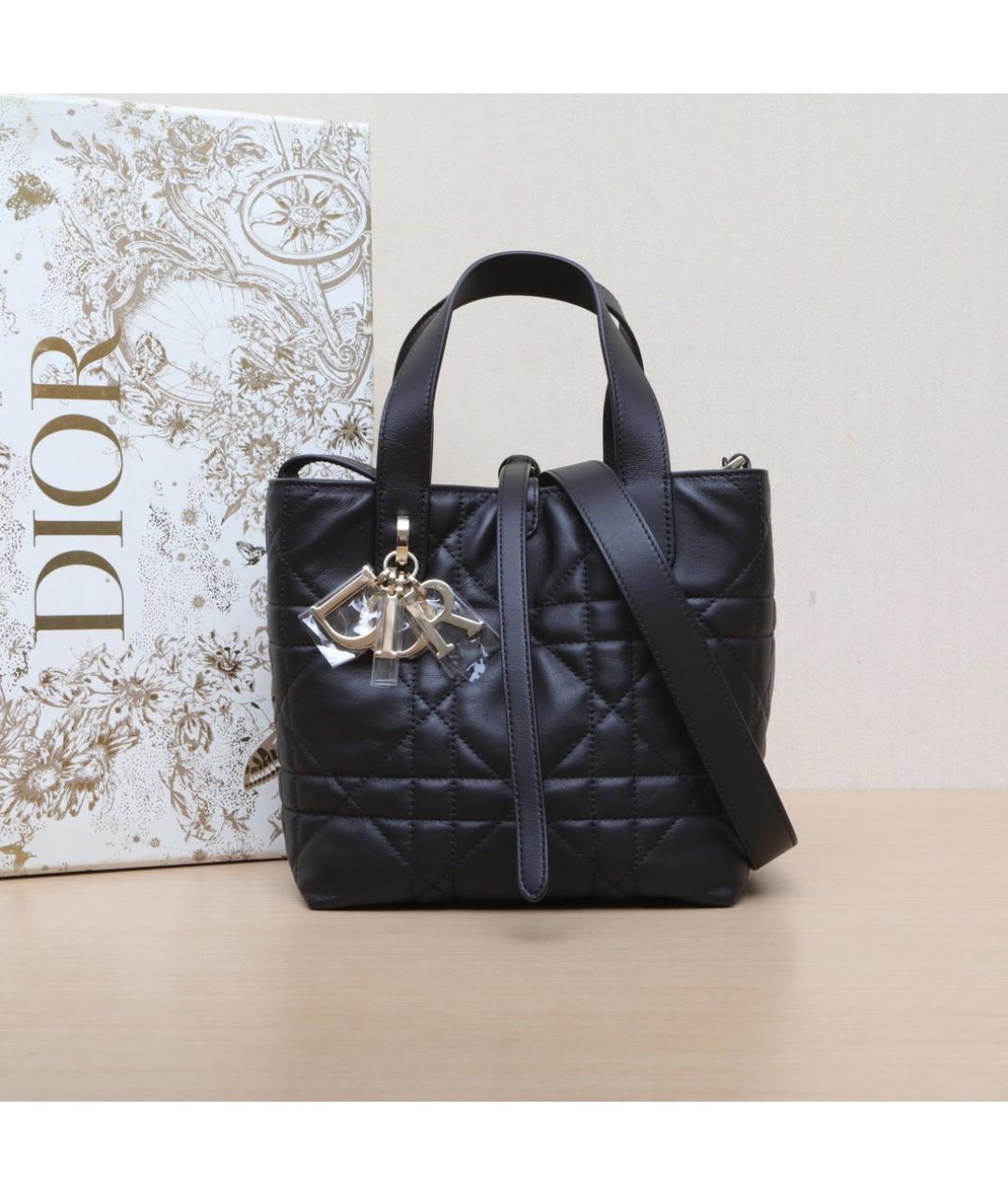 CHRISTIAN DIOR Черная кожаная сумка через плечо, фото 2