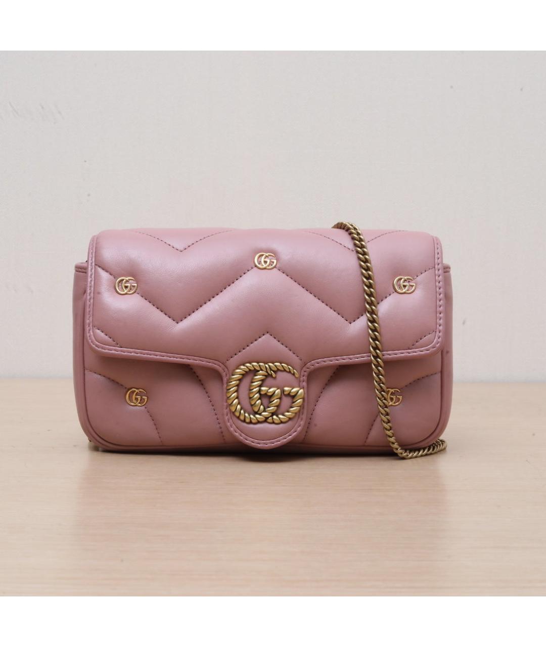 GUCCI Розовая кожаная сумка через плечо, фото 3