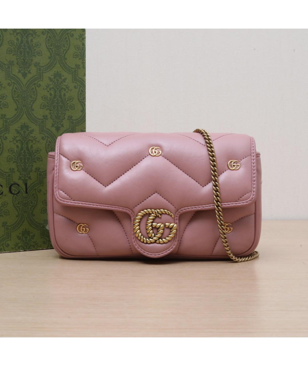 GUCCI Розовая кожаная сумка через плечо, фото 2