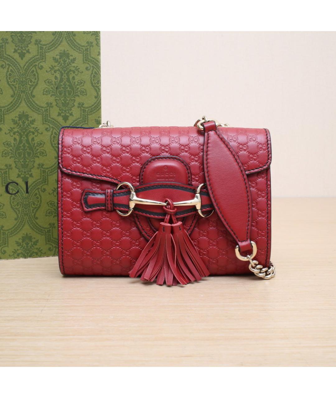 GUCCI Красная кожаная сумка через плечо, фото 2