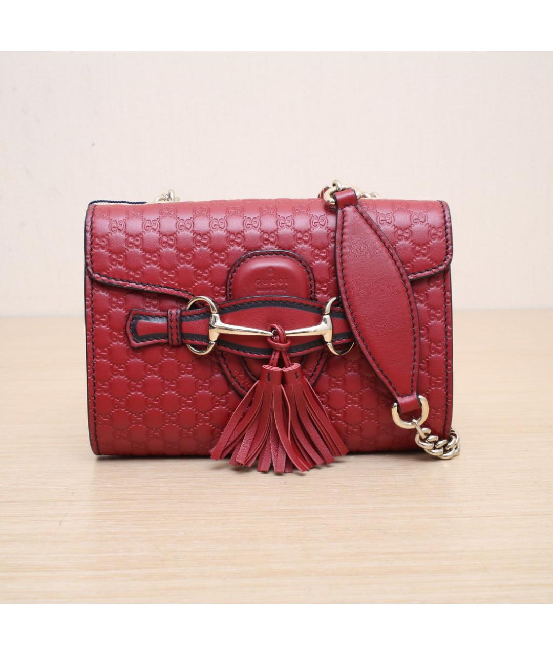 GUCCI Красная кожаная сумка через плечо, фото 3