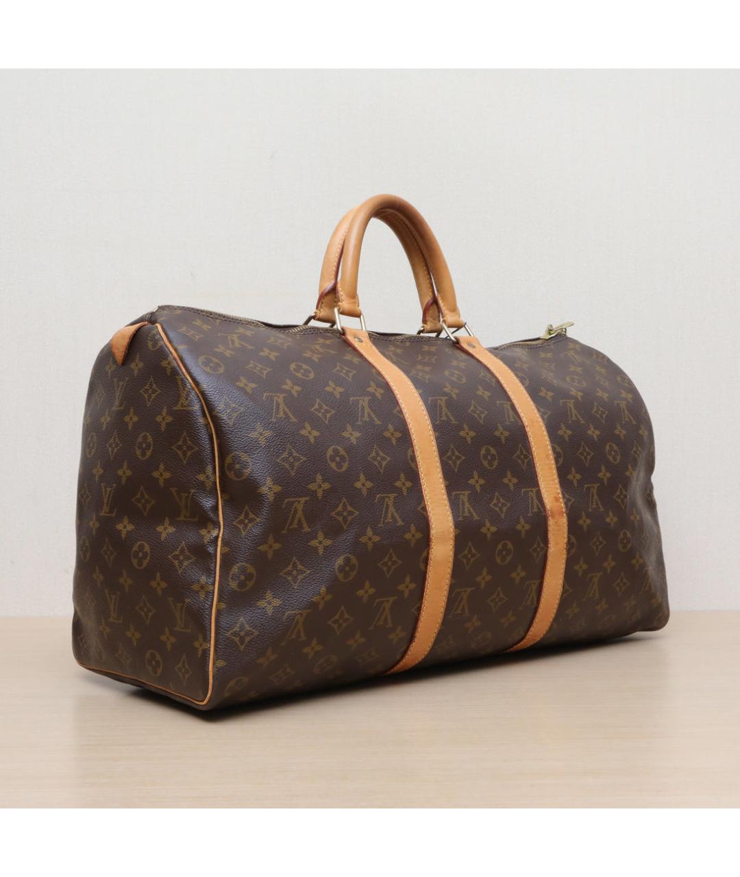 LOUIS VUITTON Коричневая кожаная сумка через плечо, фото 6