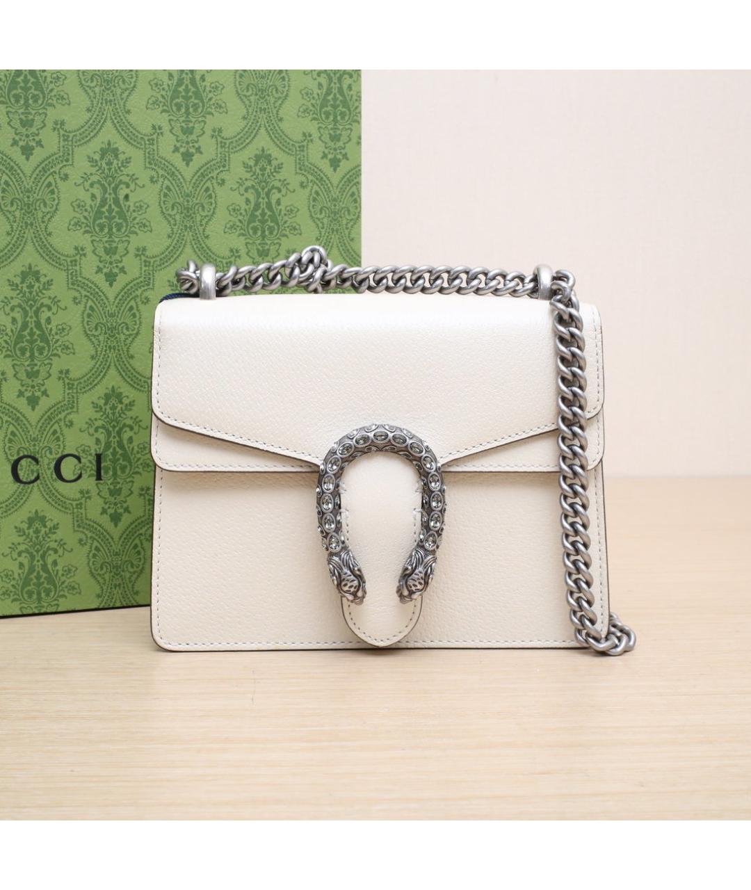 GUCCI Белая кожаная сумка через плечо, фото 2
