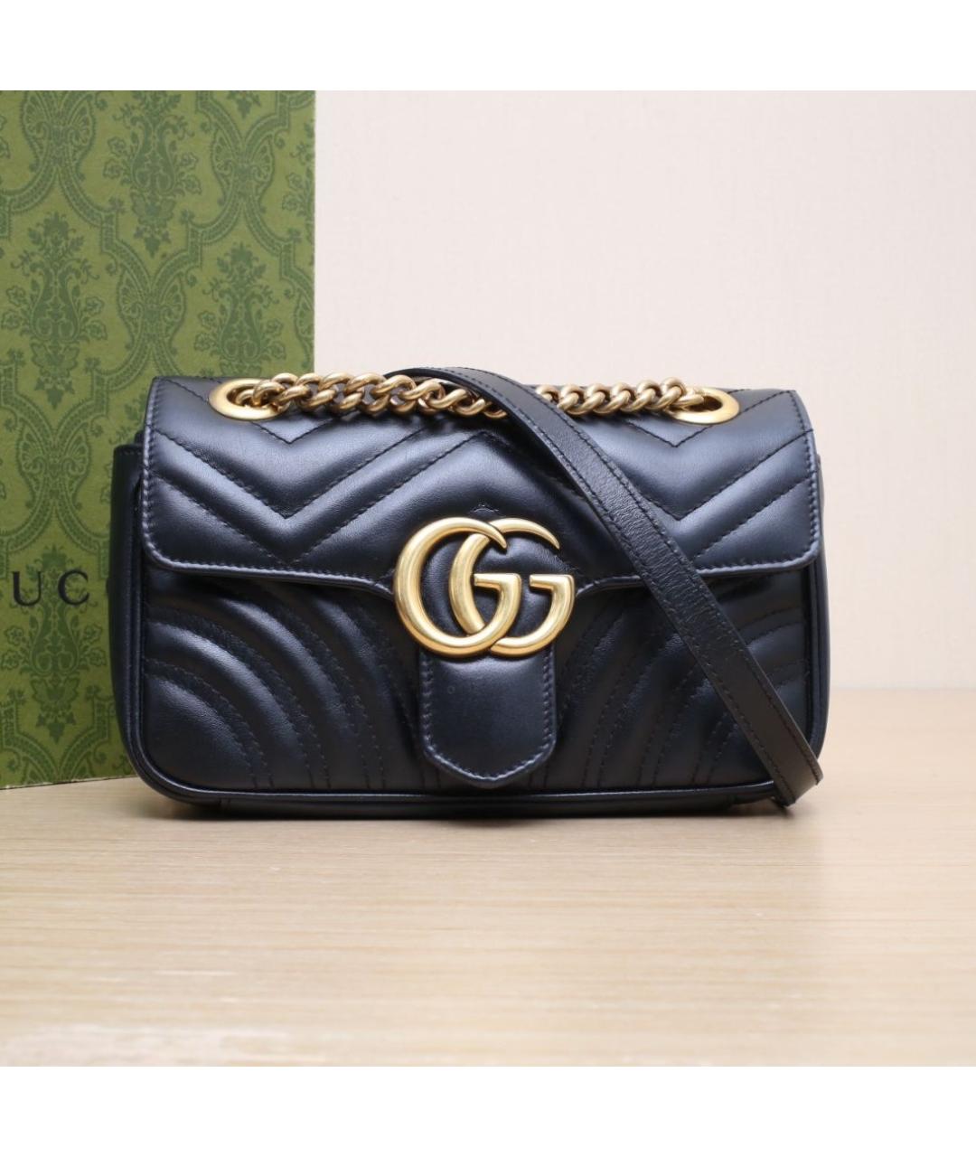 GUCCI Черная кожаная сумка через плечо, фото 3