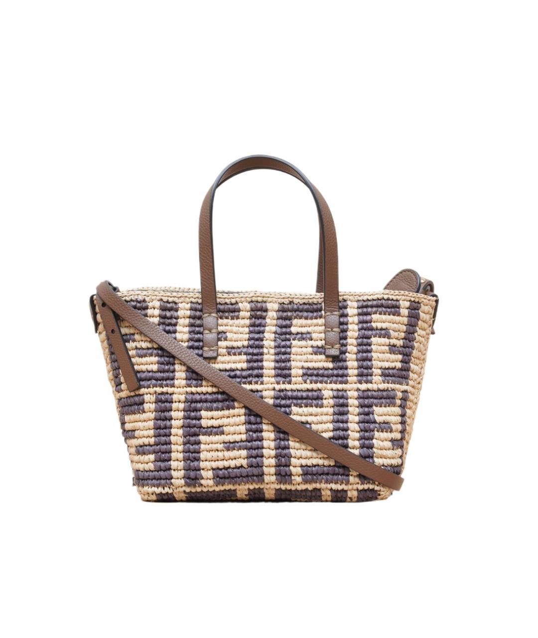 FENDI Бежевая пелетеная сумка через плечо, фото 1