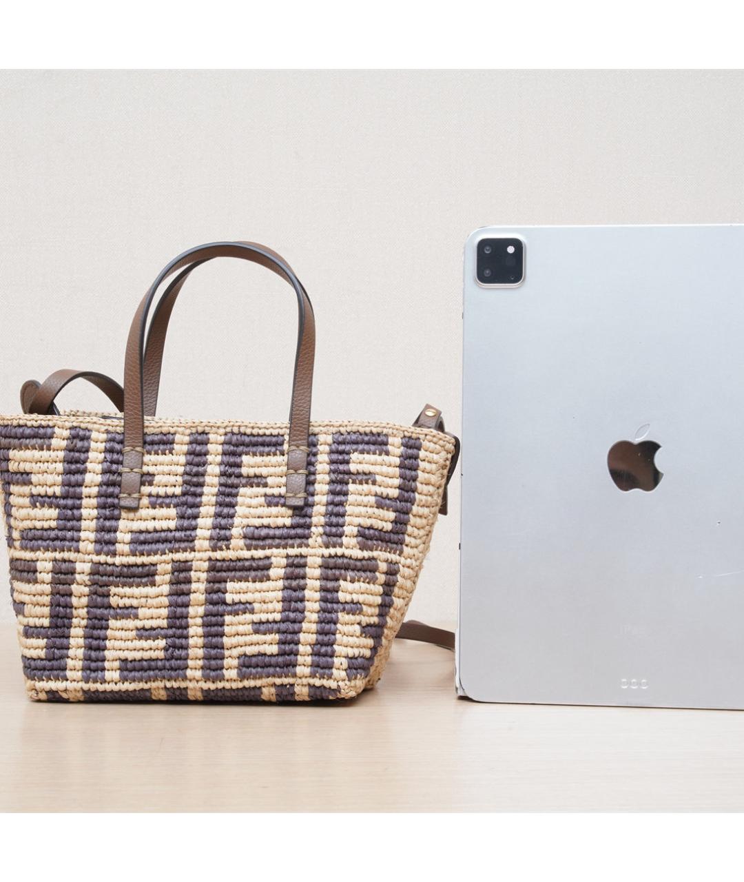 FENDI Бежевая пелетеная сумка через плечо, фото 7