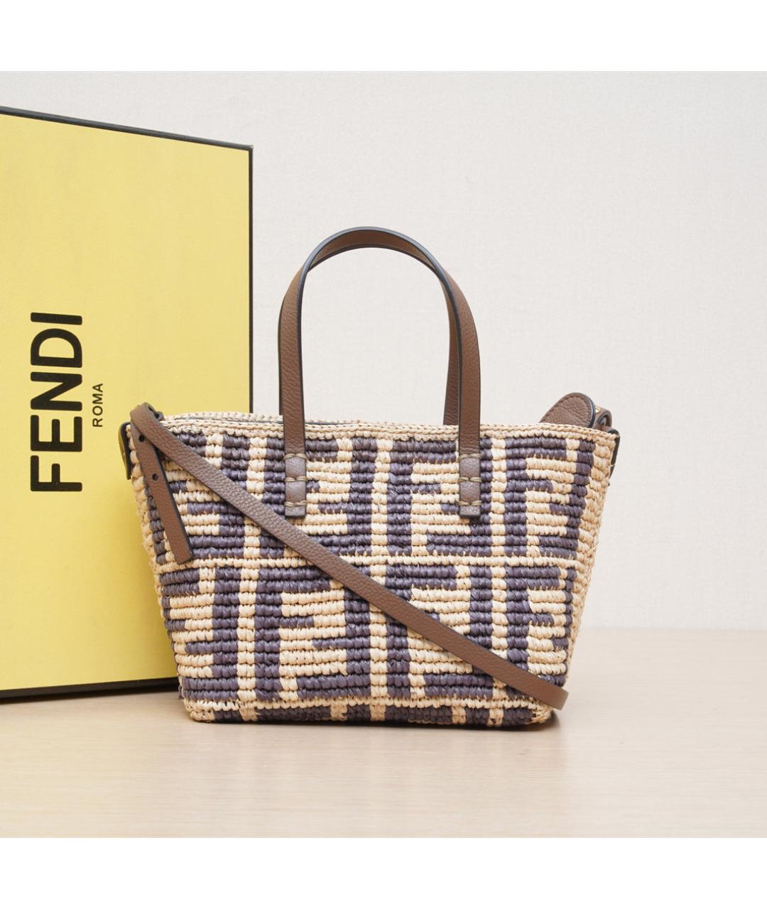 FENDI Бежевая пелетеная сумка через плечо, фото 2