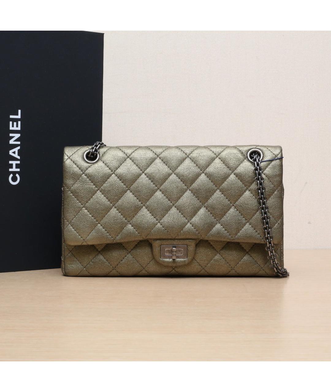 CHANEL Золотая кожаная сумка через плечо, фото 2