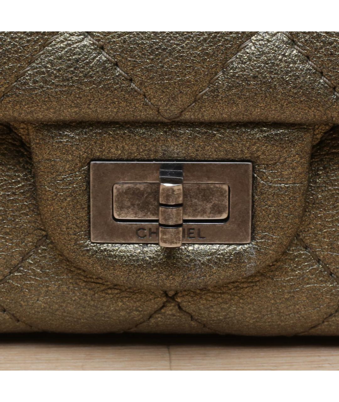 CHANEL Золотая кожаная сумка через плечо, фото 8