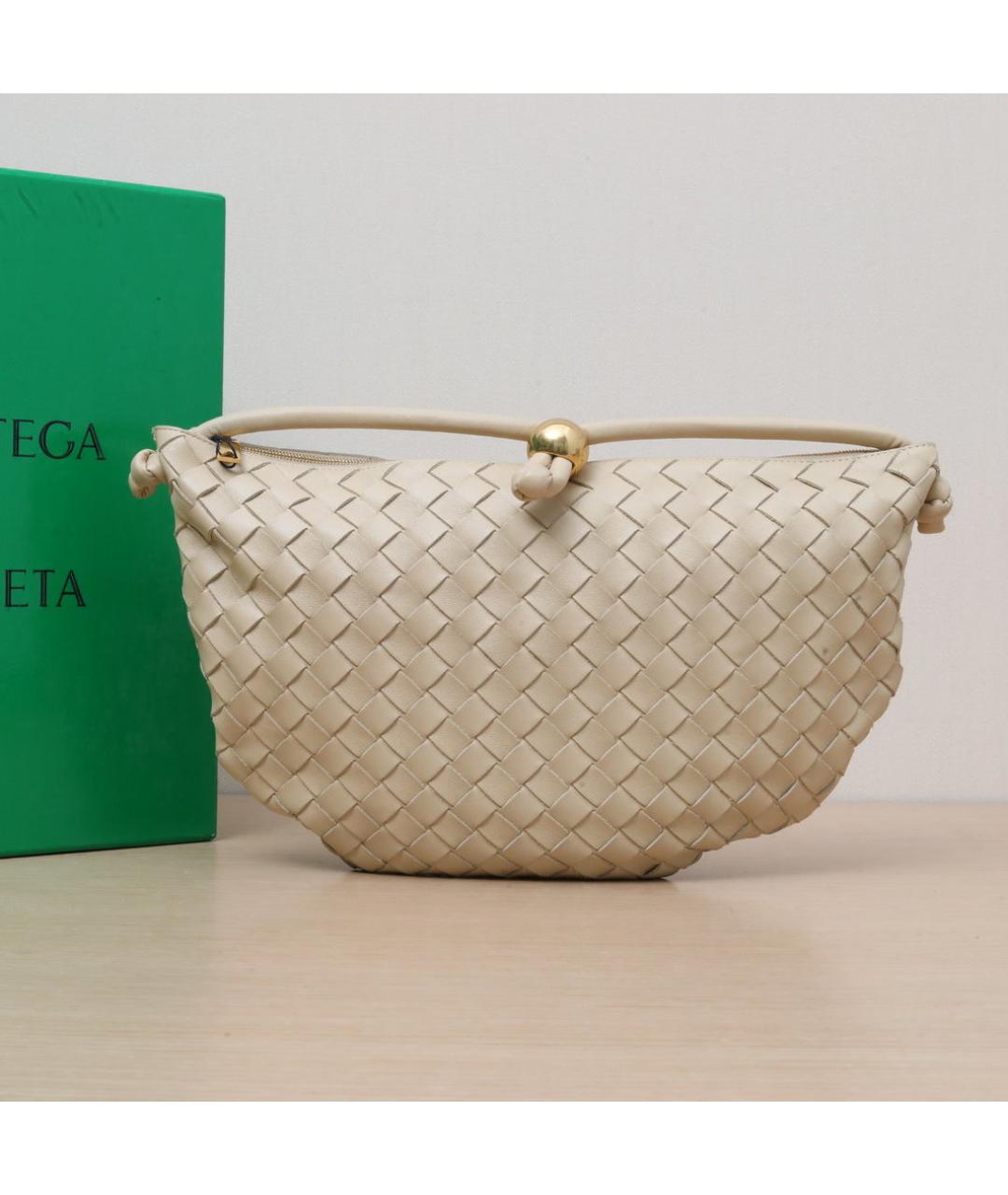 BOTTEGA VENETA Бежевая кожаная сумка через плечо, фото 2