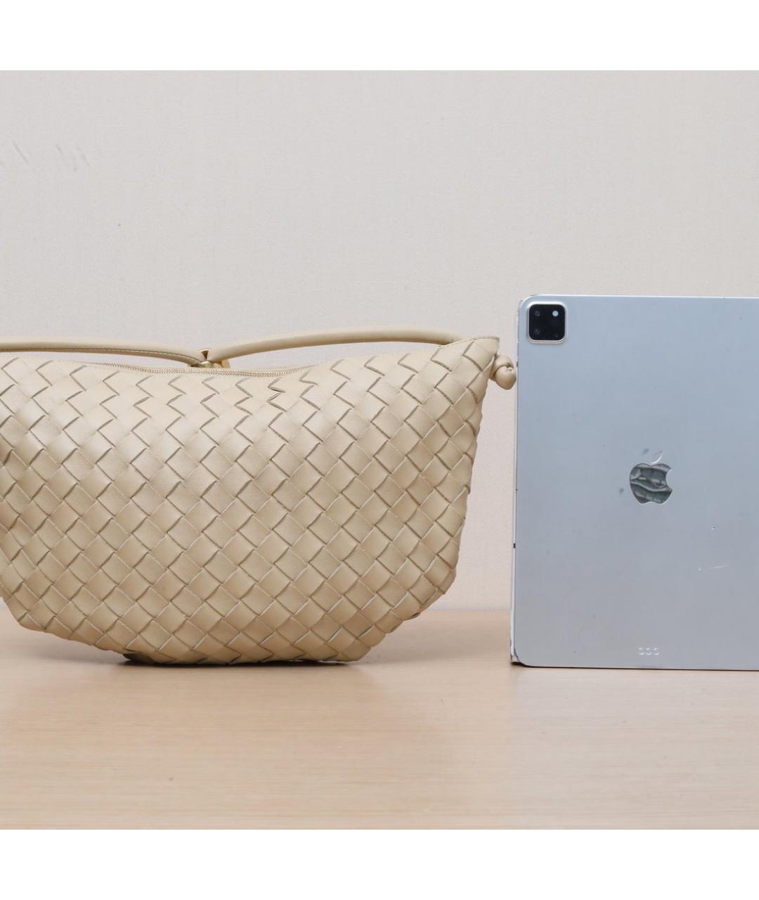 BOTTEGA VENETA Бежевая кожаная сумка через плечо, фото 7