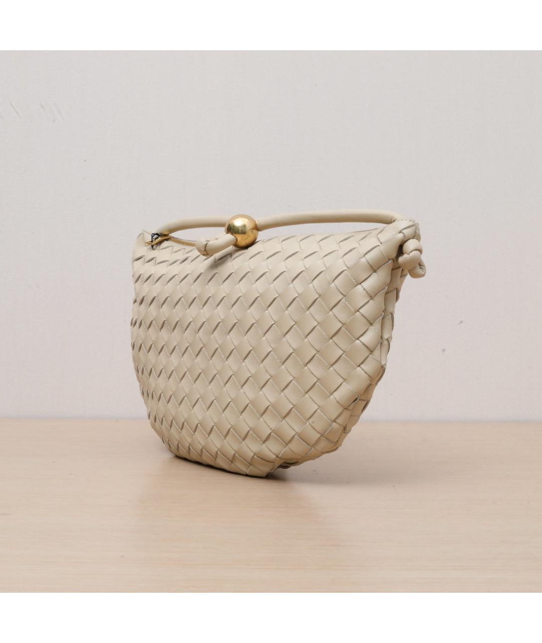 BOTTEGA VENETA Бежевая кожаная сумка через плечо, фото 4