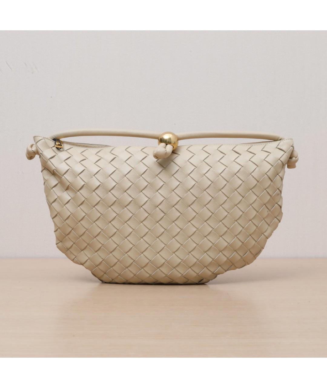 BOTTEGA VENETA Бежевая кожаная сумка через плечо, фото 3
