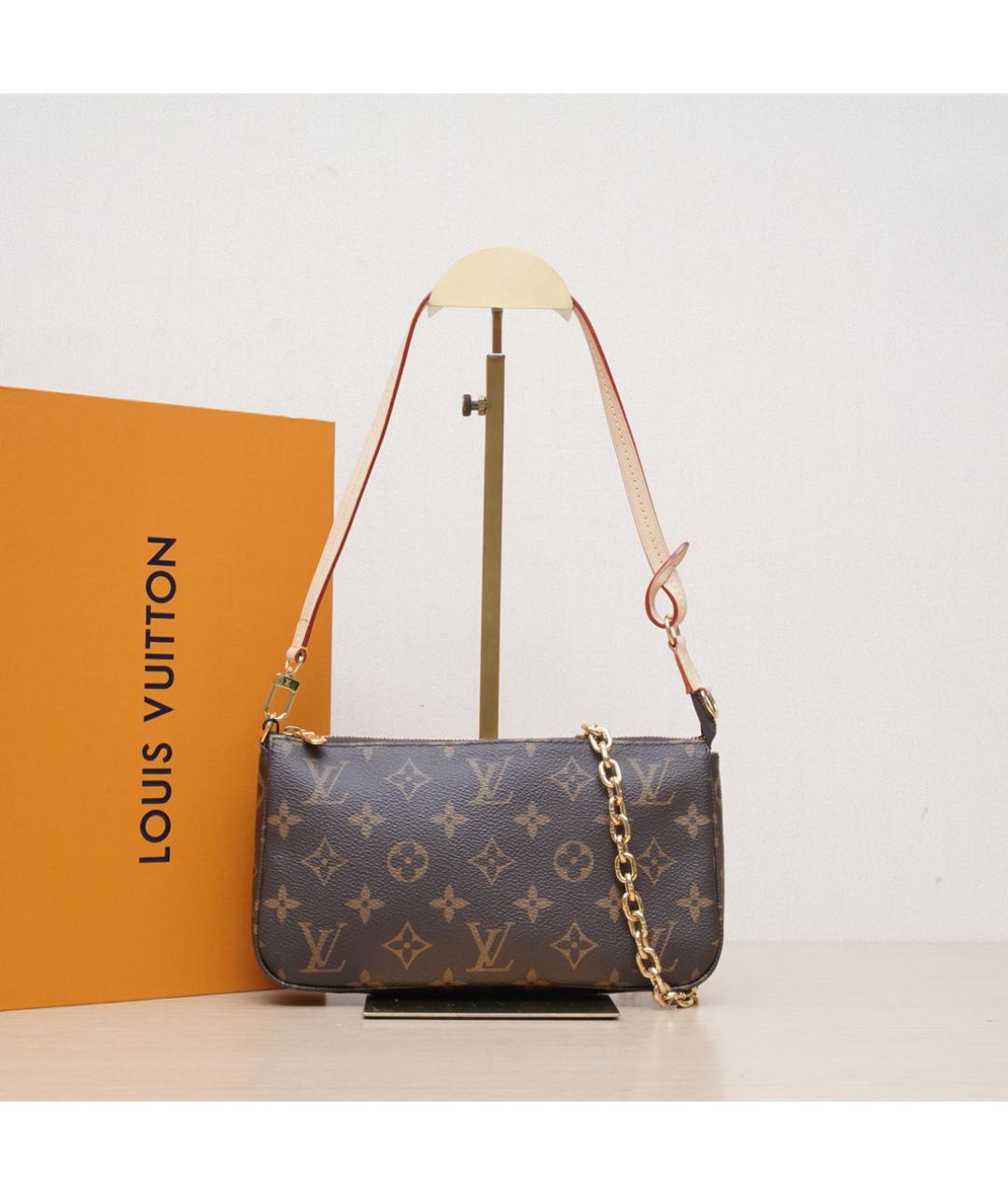 LOUIS VUITTON Коричневая кожаная сумка через плечо, фото 2