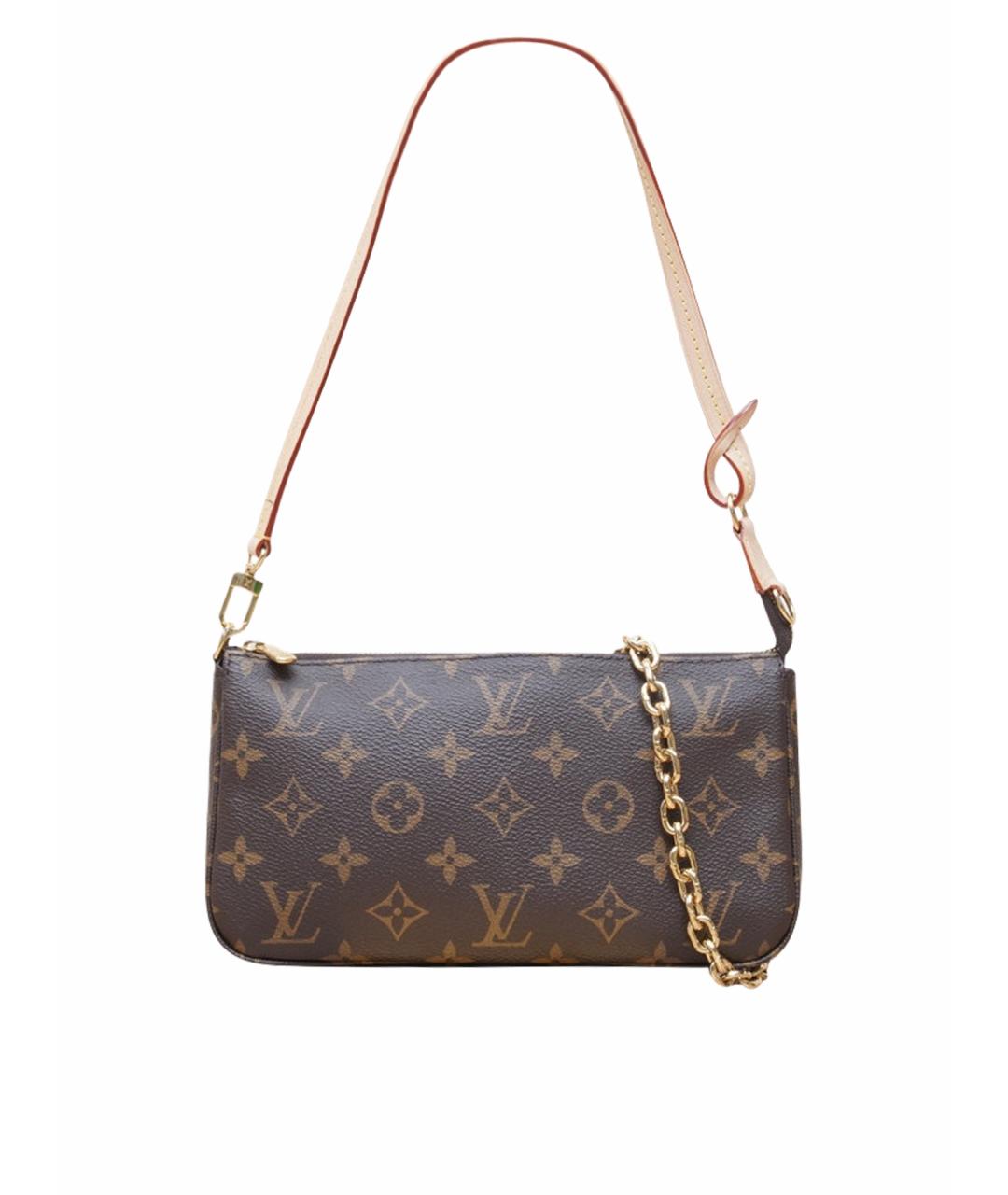 LOUIS VUITTON Коричневая кожаная сумка через плечо, фото 10