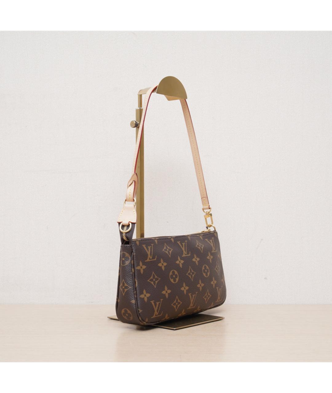 LOUIS VUITTON Коричневая кожаная сумка через плечо, фото 6