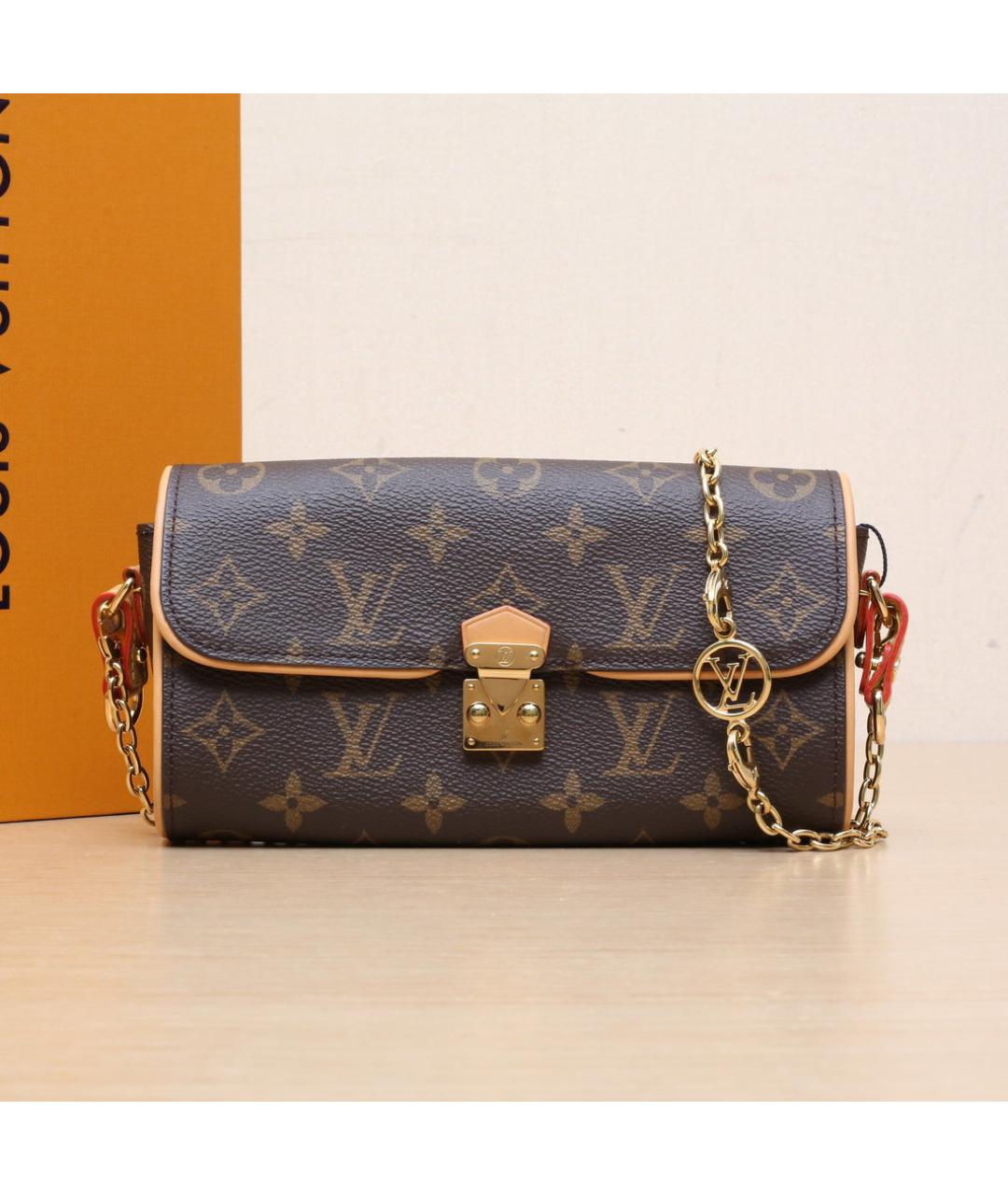 LOUIS VUITTON Коричневая кожаная сумка через плечо, фото 2