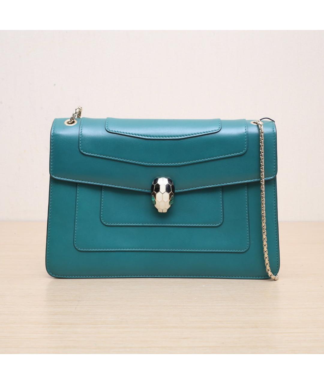 BVLGARI Зеленая кожаная сумка через плечо, фото 3