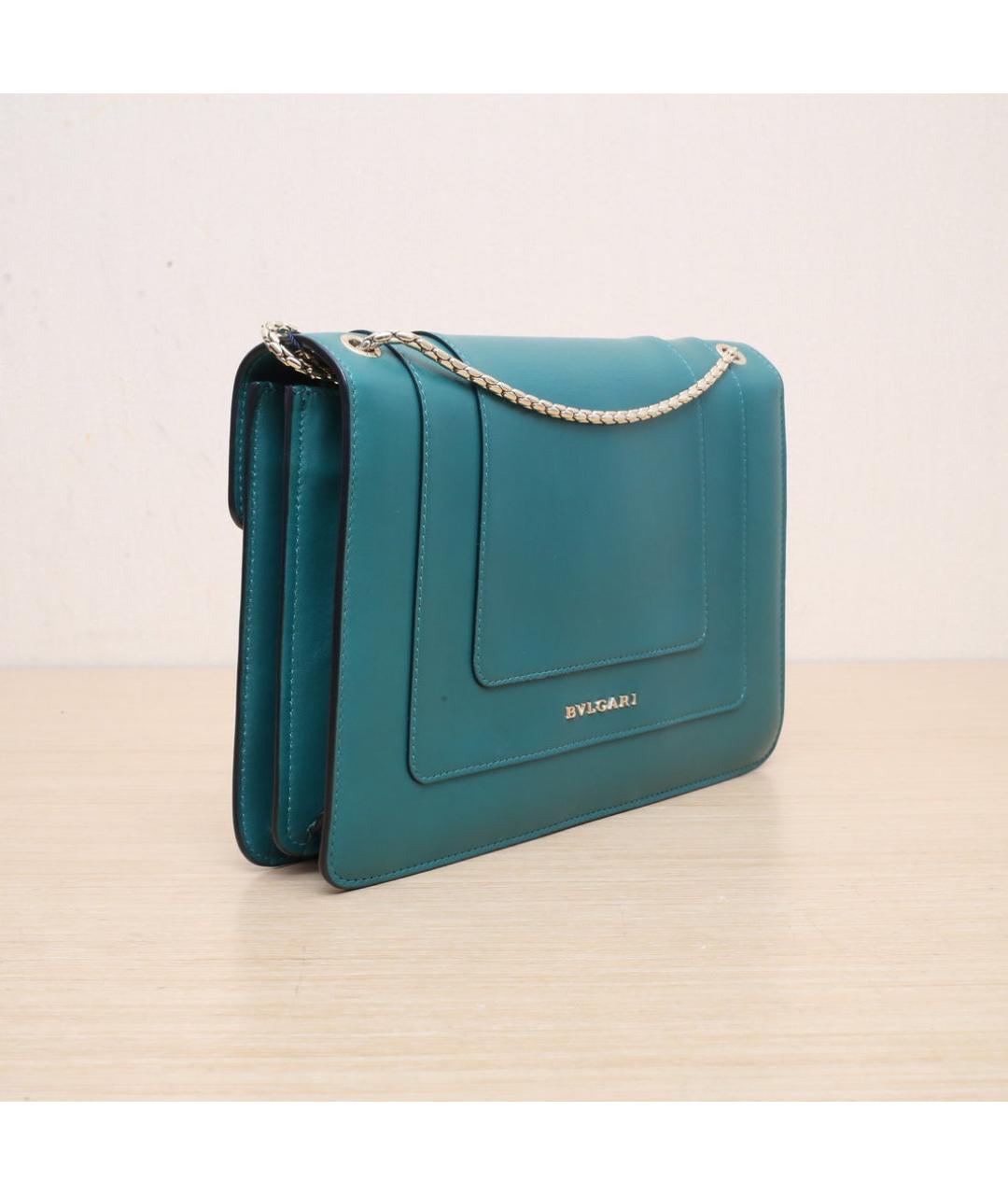 BVLGARI Зеленая кожаная сумка через плечо, фото 6