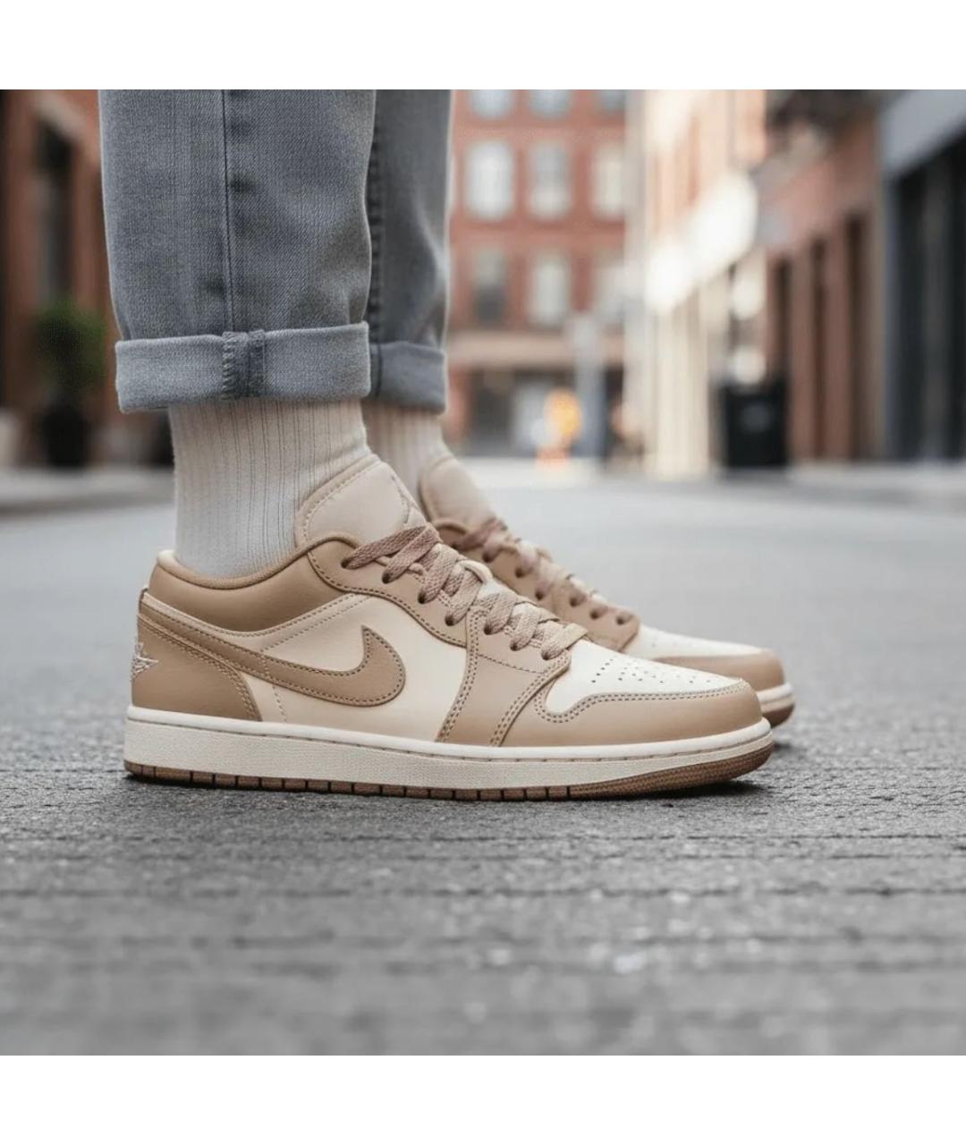 JORDAN Бежевые кожаные кеды, фото 2