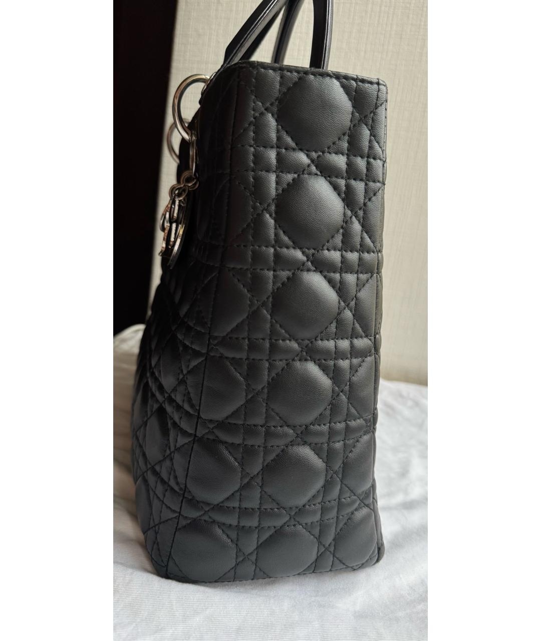 CHRISTIAN DIOR Черная кожаная сумка с короткими ручками, фото 2