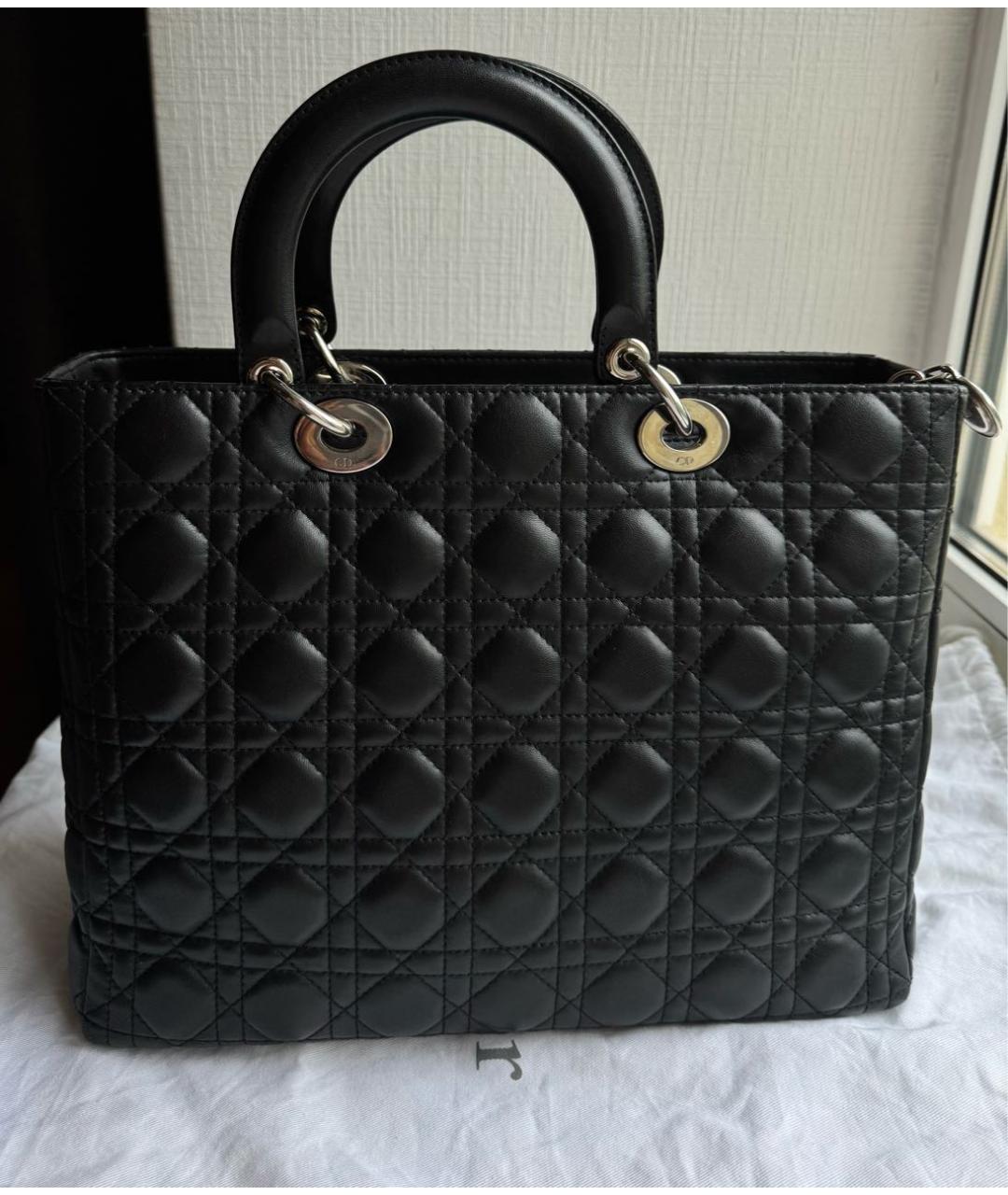 CHRISTIAN DIOR Черная кожаная сумка с короткими ручками, фото 3