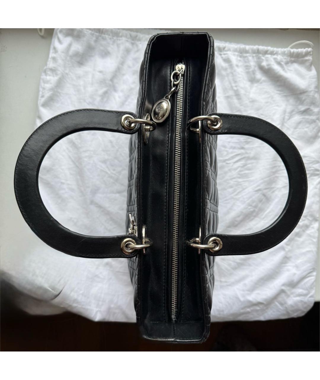 CHRISTIAN DIOR Черная кожаная сумка с короткими ручками, фото 5