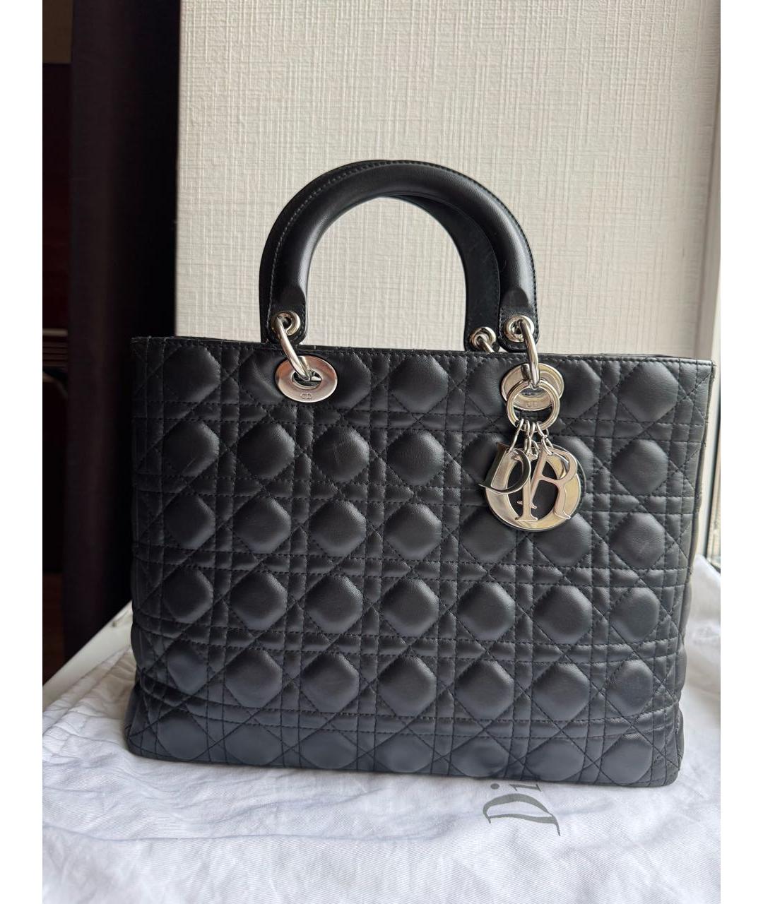 CHRISTIAN DIOR Черная кожаная сумка с короткими ручками, фото 9