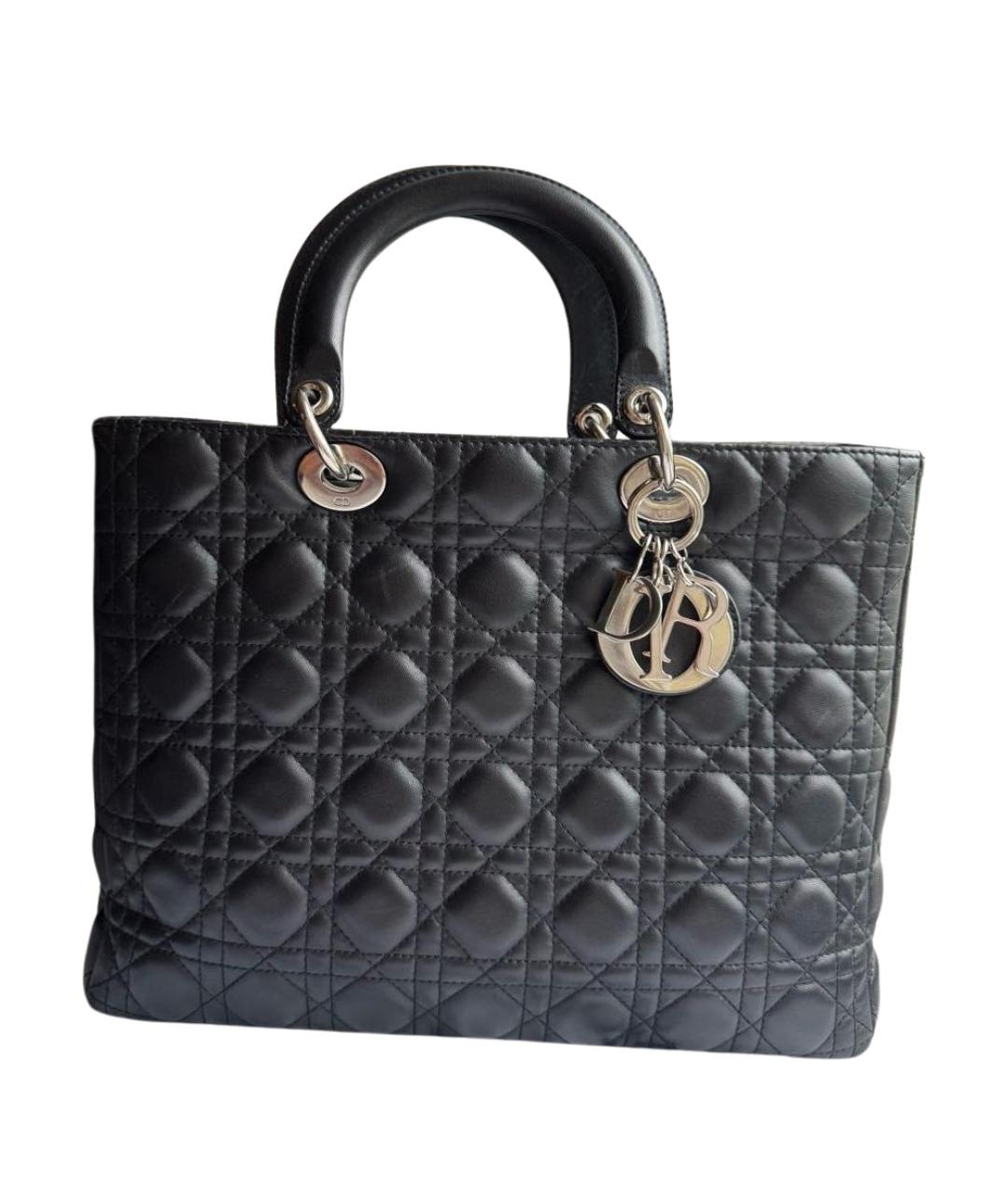 CHRISTIAN DIOR Черная кожаная сумка с короткими ручками, фото 1