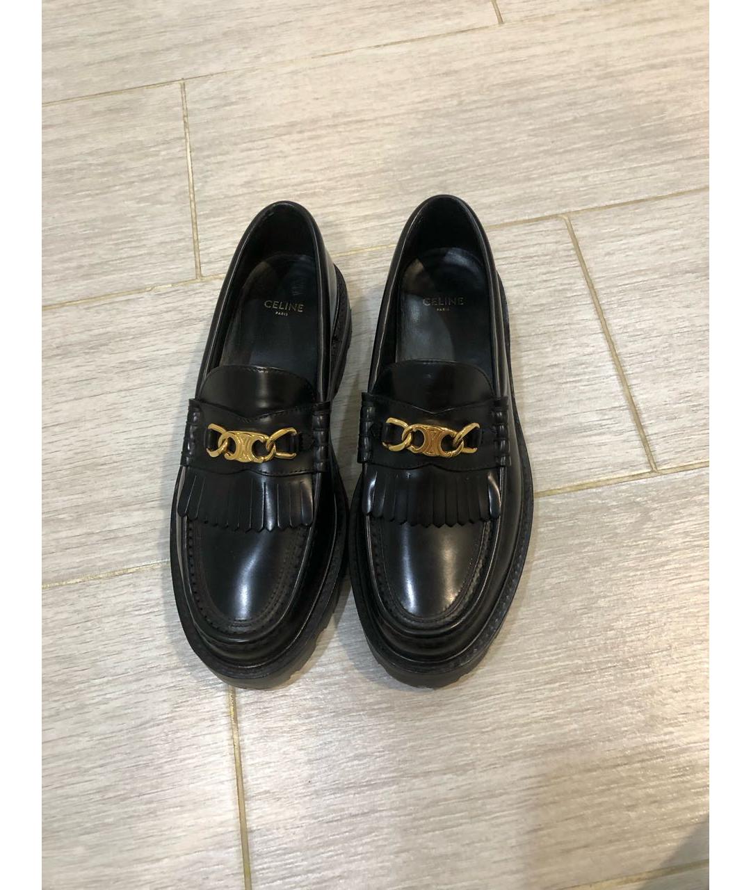 CELINE Черные кожаные лоферы, фото 5