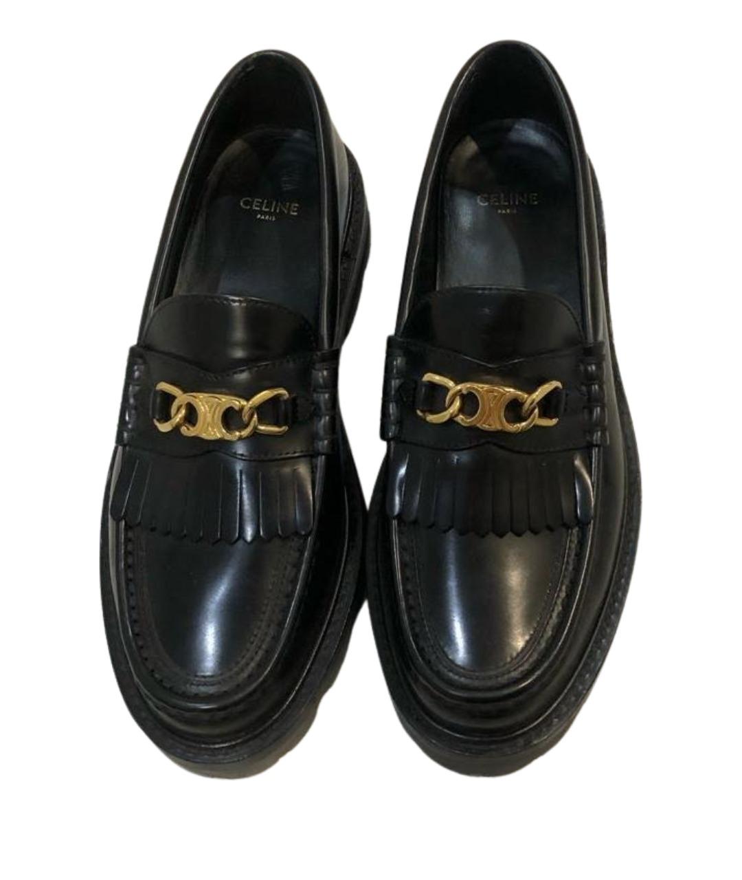 CELINE Черные кожаные лоферы, фото 1