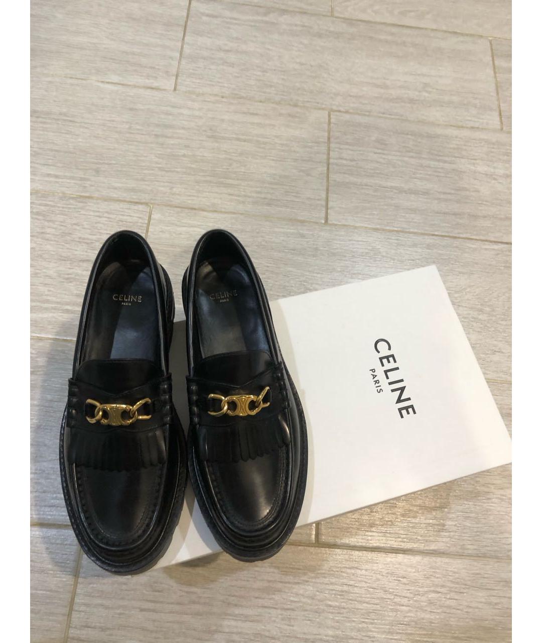 CELINE Черные кожаные лоферы, фото 4