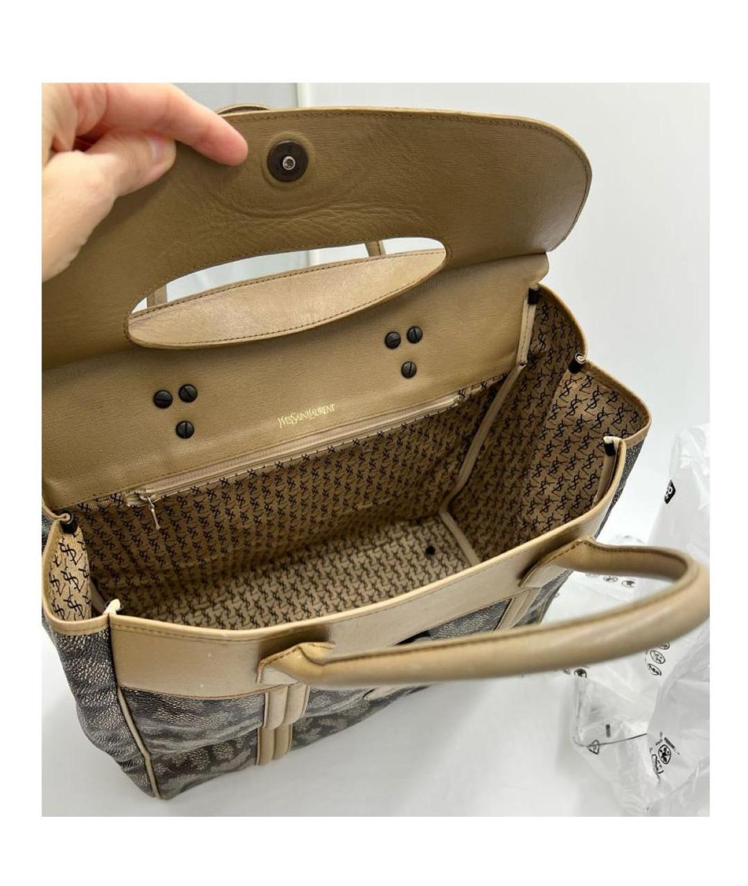 SAINT LAURENT Антрацитовая кожаная сумка через плечо, фото 5