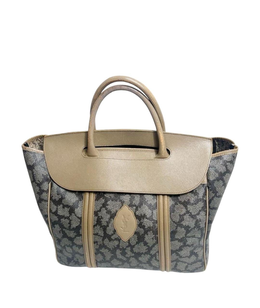 SAINT LAURENT Антрацитовая кожаная сумка через плечо, фото 1