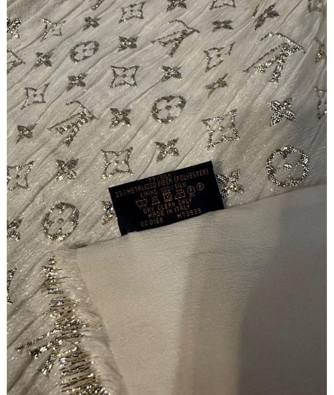 LOUIS VUITTON Белый шелковый шарф, фото 2