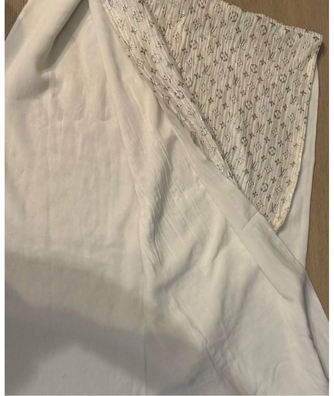 LOUIS VUITTON Белый шелковый шарф, фото 4