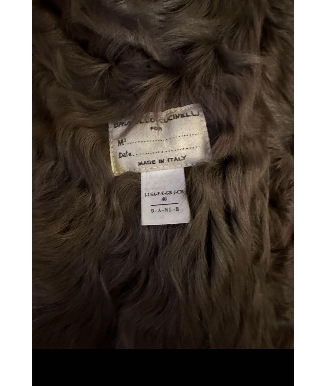 BRUNELLO CUCINELLI Бежевая кожаная дубленка, фото 3