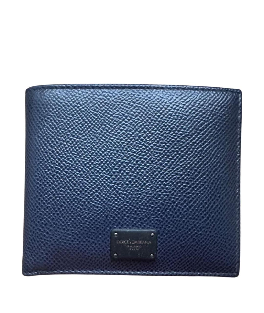 DOLCE&GABBANA Темно-синий кожаный кошелек, фото 1