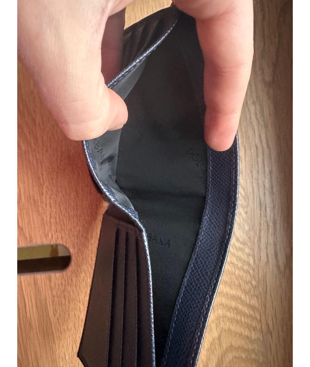 DOLCE&GABBANA Темно-синий кожаный кошелек, фото 3