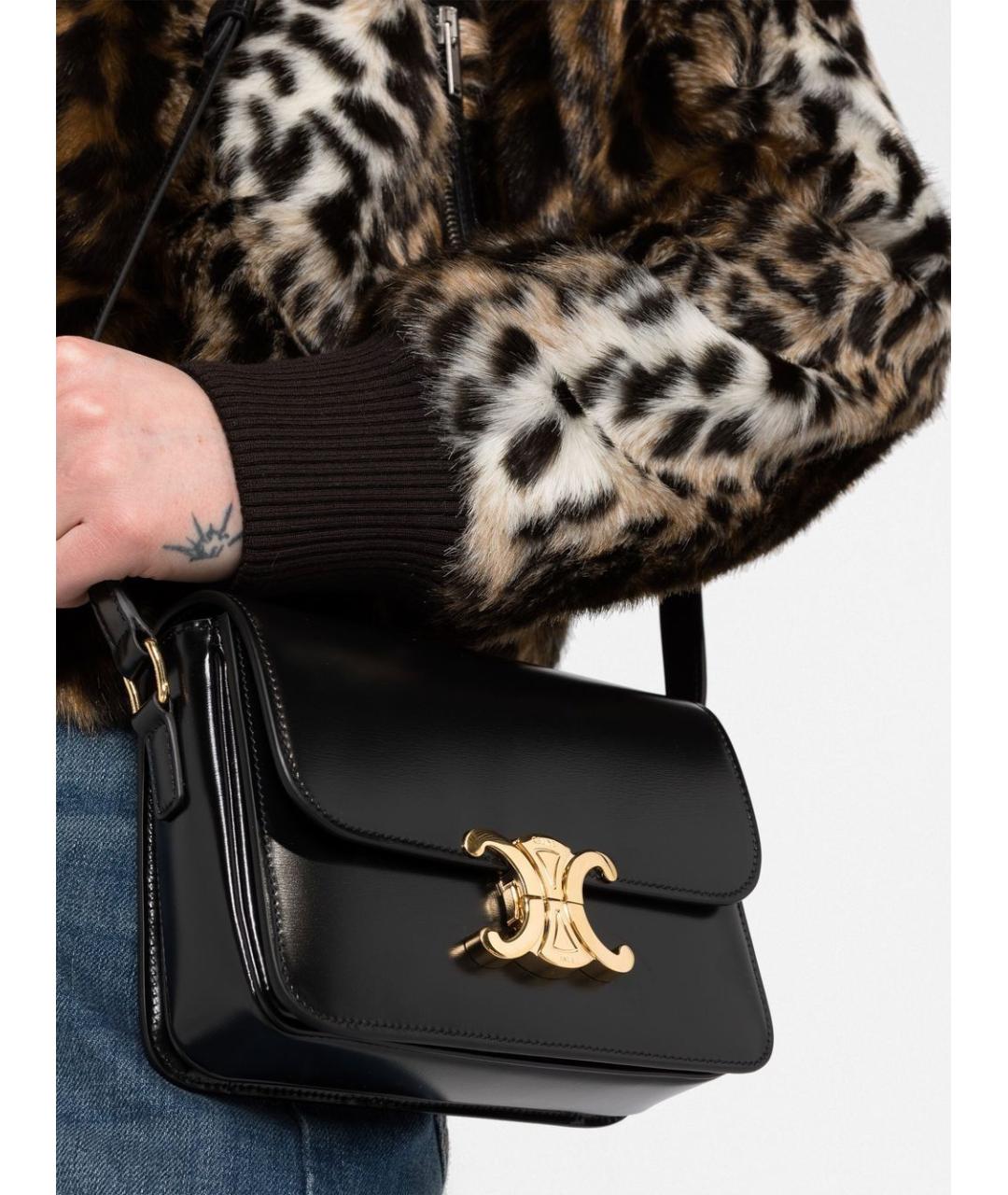 CELINE Черная кожаная сумка через плечо, фото 4