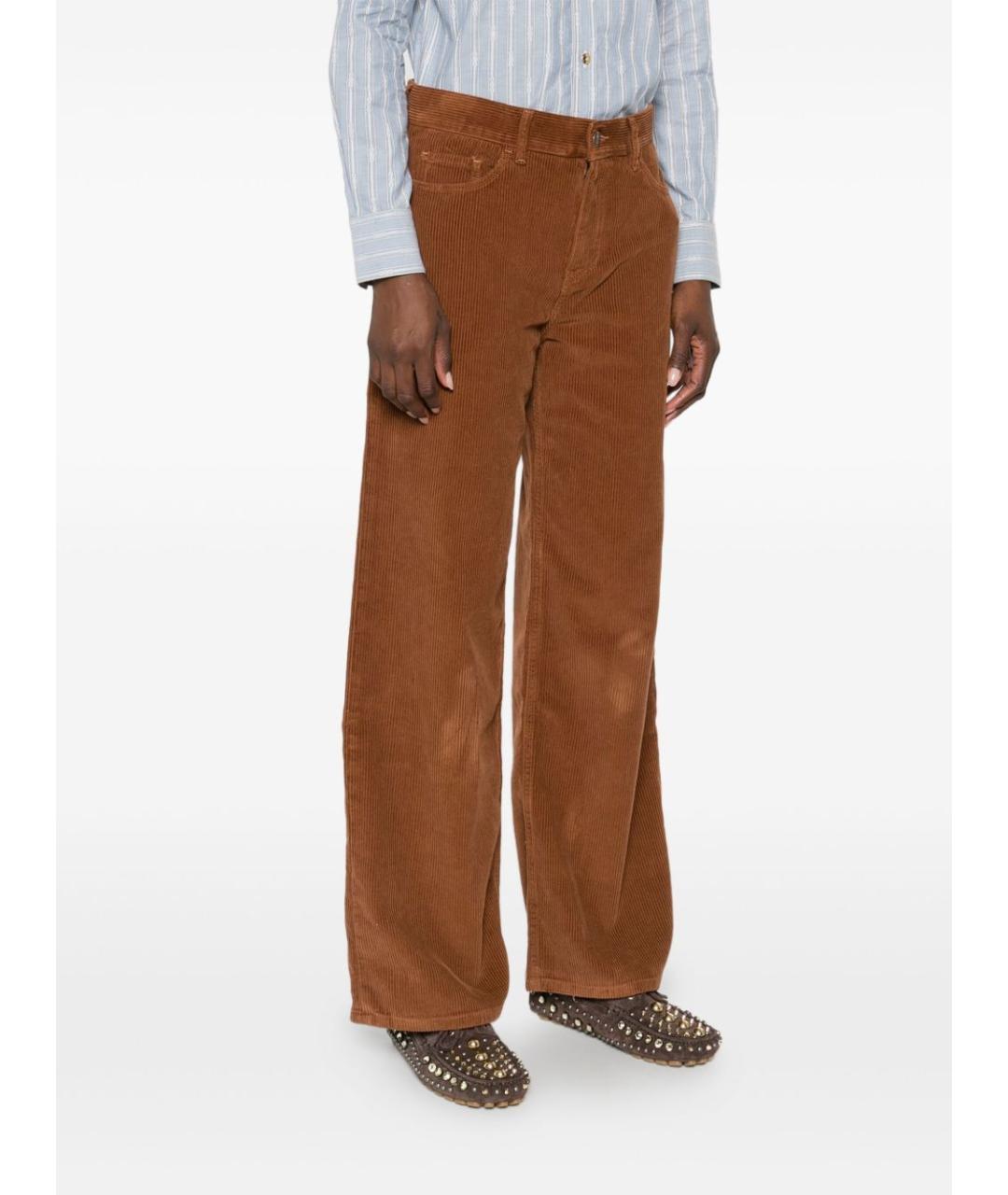 CELINE Коричневые хлопковые прямые джинсы, фото 4