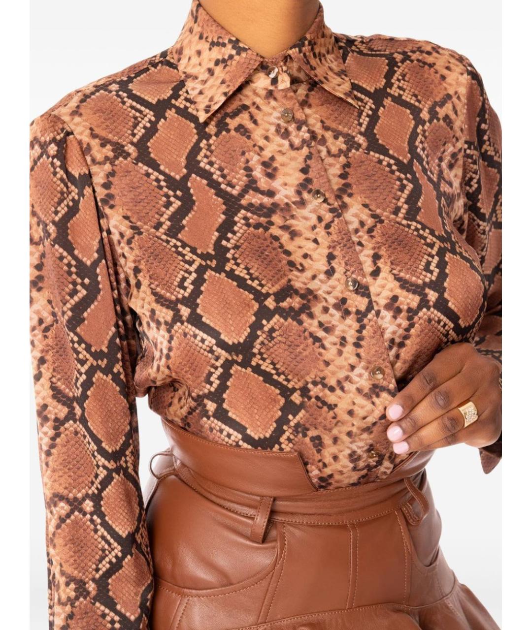 ZIMMERMANN Коричневая кожаная юбка мини, фото 3